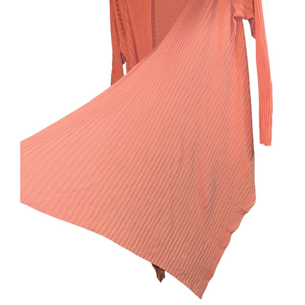 Travel Smith Waterfall Open Cardigan Women's Large Ribbed Peach Duster Lagenlook - Picture 3 of 6